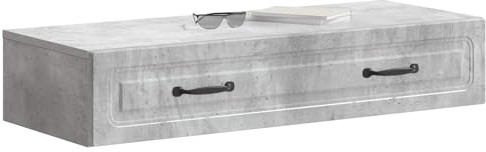 vidaXL Wandmontierter Beistelltisch Betongrau 87,5 x 34,5 x 17 cm, Moderner Wohnungsstauraum, vielseitiger Schrank, rechteckige Bücherregale, platzsparender Organizer für Zuhause