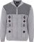 Men's Knitted Cardigan Zip Chunky Cable Knit Long Sleeve with Front Pockets, XX-Large, Light Grey