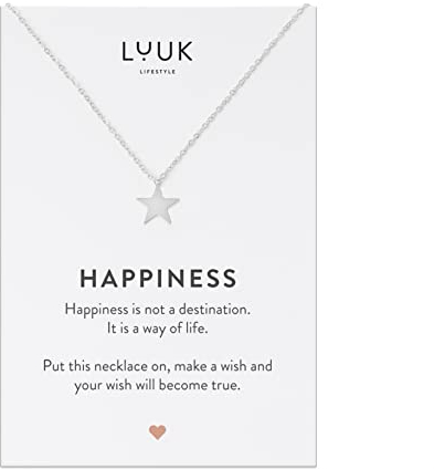 LUUK LIFESTYLE Wasserfeste Edelstahl Halskette mit Anhänger, moderner Schmuck, Geschenkidee für Damen, Glücksbringer für Frauen, feminin & filigran, Kette mit Stern, silber