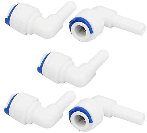 Sourcingmap Plastic 1/4-inch Hard Insert to 1/4-inch Tube Elbow Water Filter Quick Connector 5pcs