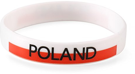 Komonee 2 x Poland White World Cup Sports Event Football Country National Flag Silicone Wristbands