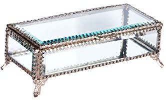 Orientalische kleine Aufbewahrungsbox mit Deckel Arafat 19cm groß | Orientalischer Glasbox Schmuckkästchen für Mädchen und Damen zur Schmuckaufbewahrung | Marokkanische Schatulle Box aus Glas