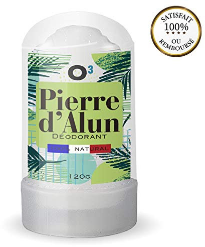 O³ Déodorant Pierre d’Alun Naturelle | Pierre d’Alun Stick 120G | 100% NATURELLE |idéal après rasage |sans parabène ni chlorhydrate d’aluminium