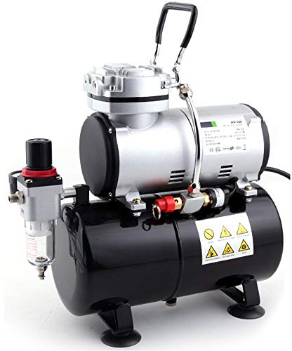 Timbertech Airbrush Compressor, High-Performance Single-Piston Oil-Free Mini Compressor AS186 with 3L Tank, Regulator, Moisture Trap for Hobby, Cake Decoration, Tattoo, Automotive Graphic, Make-up