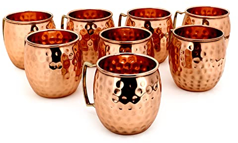 Zap Impex Moscow Mule Tasse en Cuivre - Lot de 8 - Gobelets 100 % faits à la main en cuivre massif pur de qualité alimentaire - Verre à cocktail en cuivre de haute qualité de 400 ml