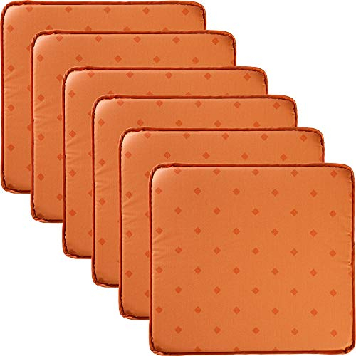 Erwin Müller abwaschbares Stuhlkissen, Sitzkissen im 6er-Pack Neuss im Rautendesign Terra Größe 38x41 cm - acrylversiegeltes Gewebe für leichtes Wischen