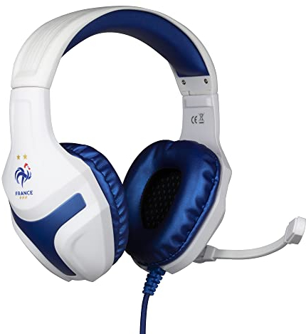 Konix FFF Gaming-Headset PS-400 mit Kabel für PC, PS4, PS5, Switch und Xbox - 45° Mikrofon - 1,5 m Kabel - 3,5-mm-Klinkenstecker - Weiß und Blau
