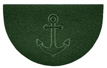 Nicoman Embossed Halfmoon Half Circle Door Mat Dirt-Trapper Jet-Washable Doormat 70x44cm (Green, ANCHOR Shape) - Use on Carpet ONLY