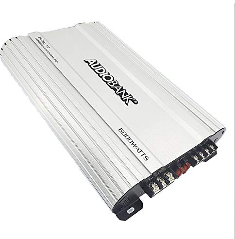 Audiobank P6001 - Amplificatore stereo monoblocco 6000 W classe D 1 Ohm con circuito on/off remoto Dissipatore di calore in lega di alluminio e indicatore di protezione