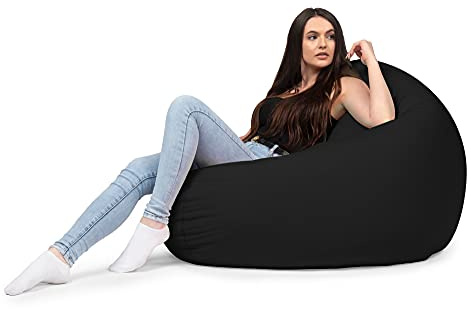 chilly pilley Fauteuil Pouf Coussin De Sol avec Remplissage Eps Pouf Géant Pouf Intérieur Et Extérieur Imperméable Multifonctionnel pour Enfants Et Adultes Nombreuses Couleurs (Noir, Ø 100 cm)