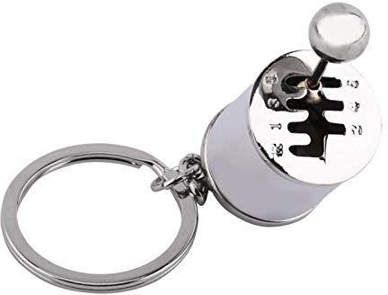 Oumefar Shifter Key Chain Shifter Key Ring Zahnrad Stick Key Ring Autoteil Form Metalllegierung Key Rings Geschenk(Silver)