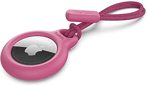 Belkin F8W974 AirTag Case with Strap (Secure Holder Protective Cover for Air Tag with Scratch Resistance Accessory) – Pink, Tag not included