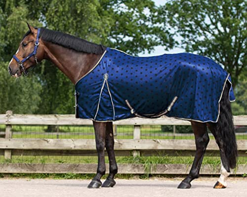 QHP Fliegendecke Collection Stardust, Fliegenschutz Weidedecke Netzdecke Blau (155 cm)