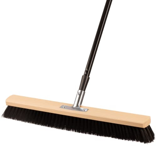 Saalbesen mit Stiel, Besen 60 cm breit und groß mit Teleskopstiel, ideal für Werkstatt, Werkstattbesen, Hallenbesen