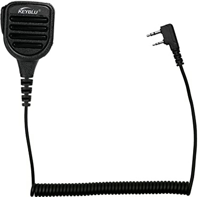 KEYBLU Waterproof Shoulder Speaker Mic 2 Pin Two Way Radio Microphone with 3.5mm Audio Jack Compatible with UV-5R, BTECH, Kenwood, Retevis Radios Walkie Talkie(for Kenwood, Black with 3.5 mm Jack)