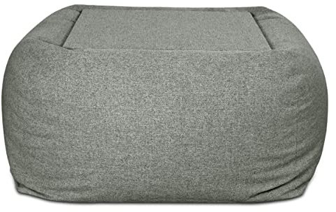 Deshome - Pouf-Tisch mit abnehmbarem Bezug für draußen und drinnen: Pouf sitzhocker aus wasserabweisendem Stoff mit Abnehmbarer Polsterung Light Pouf Grau braun