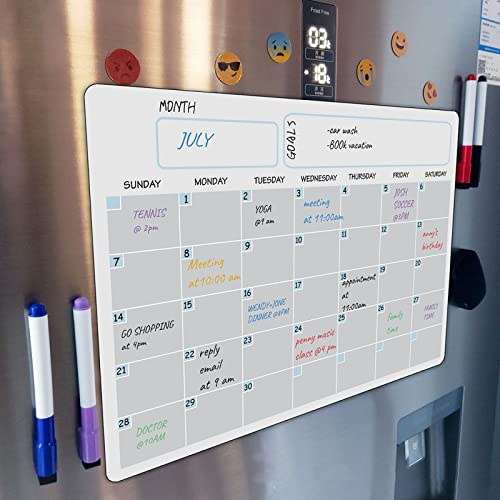 Magnetisch Kalender für Küche Kühlschrank, 29.7 X 42cm Monat Planer Trocken Abwischbar Kalender Einkaufsliste Magnetischer Whiteboard-Planer, Kühlschrank, Nachrichtenbrett für Küche, Kühlschrank