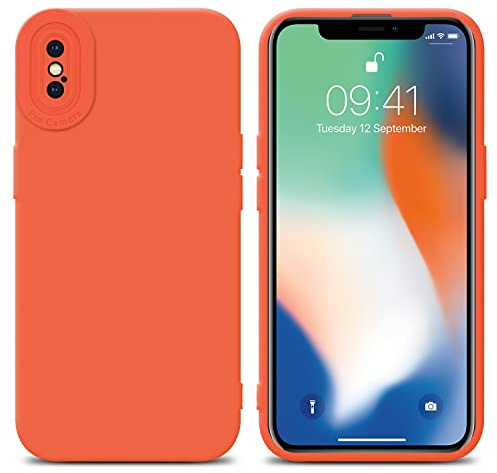 Cadorabo Hülle kompatibel mit Apple iPhone X/XS Schutzhülle TPU Silikon Case Liquid Design mit Kameraschutz Slim Kratzfest Weiche Gummi mit Rundumschutz Case Hülle für iPhone X/XS in Orange