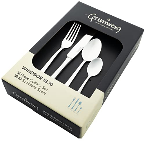 Grunwerg Windsor 16-Piece Cutlery Set 16BXWSR, 18/10 Stainless Steel