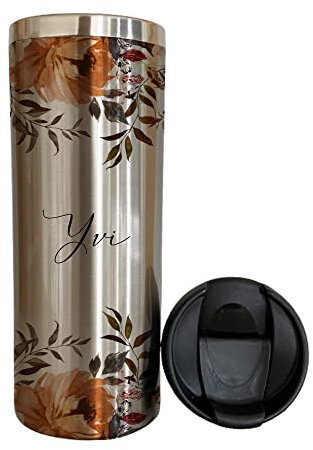 Manufaktur Liebevoll Thermobecher personalisiert Kaffeebecher personalisiert Personalisierter Thermobecher to go Kaffeebecher mit Namen (Motiv Yvi Edelstahl)