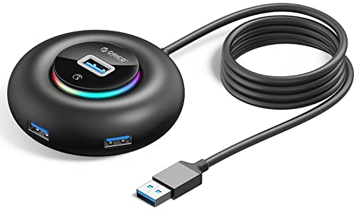 ORICO USB Hub, 4-Port RGB USB 3.0 HUB with Extra Power Supply Port 1.8M Long Cable
