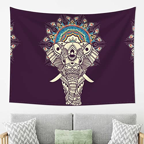 DMORJ Stilvoller Boho-Karte, Elefant-Wandteppich: >> Horizontaler Wandbehang, Schlafzimmer, Wohnzimmer, Stoff, Heimdekoration, ästhetisch, 203 x 152 cm