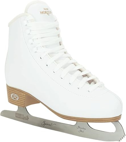 Riedell Unisex Horizon Recreational Ice Skates - Supportive Uppers with Plush Padded Lining, Smooth Stainless Steel Blades, and PVC Soles - White - 7