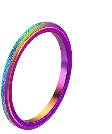 PAURO Unisex Edelstahl 2mm Regenbogen Flagge Angst drehbar Sorge Band Ring Regenbogen Größe 62 (19.7)