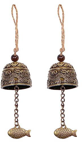 Hsthe Sea 2 Stück Segen Glocke Windspiele, Vintage Klangspiele, Segen Glocken, Wind Chime Fengshui Glocken, Chinesische Glocke, Fengshui Glocke Buddha, für Hausgarten Hängen Glück Segen Dekoration