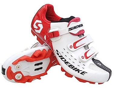 Msport Fahrradschuhe MTB Radsportschuhe Herren/Damen Professionelle Mountainbike-Schuhe Kompatible SPD-Pedale - Weiß 45 EU