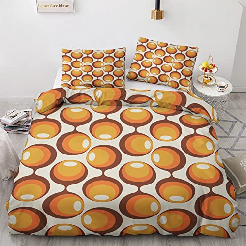 GEDAEUBA Retro Bettwäsche 135x200 Sommer - 70er Jahre Bettbezug 135 x 200 2er Set, Wendebettwäsche und Kissenbezug 80x80, Weiche & Atmungsaktive Mikrofaser Bettwäsche-Sets mit Reißverschluss