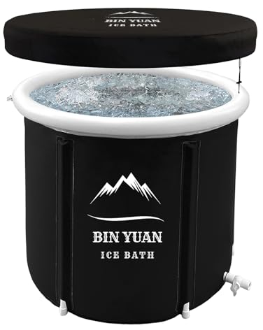 XL Erwachsene Faltbare Eisbad Badewanne mit Abdeckung, 80cm Ø Large Eisbaden Badewanne 402L Outdoor Freistehende Eistonne Eisfass für Athleten