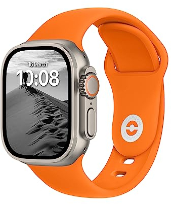 ELETTRONEO SB Correa Deportiva para Apple Watch Ultra 2 49mm, Series 10 46mm, 9 8 7 45mm 41mm, SE 6 5 4 44mm 40mm, 3 2 1 42mm 38mm Pulsera Strap, Naranja