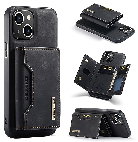 ZCDAYE Hülle für iPhone 15 mit Kartenhalter, Leder iPhone 15 Handyhülle Handytasche Edele Brieftasche, Stoßfeste Stabile Schutzhülle für iPhone 15 (6.1 inches), Schwarz