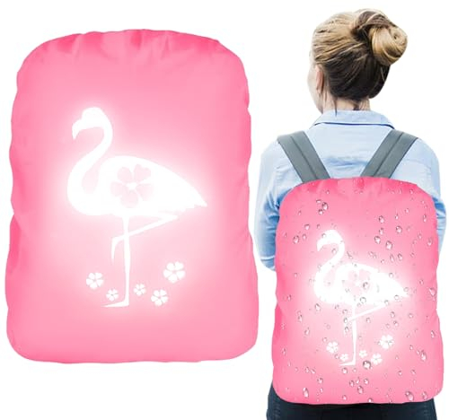 SPERMUOY Regenschutz Schulranzen,Flamingo Regenschutz Rucksack Regenschutz für Schulranzen,Regenschutz für Rucksack Schulranzen,Ergobag Regenschutz Rucksack Überzug Reflektierend für Mädchen Kinder