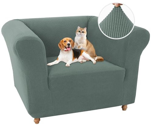 NOPEXTO Stretch Chesterfield Sofabezug 1 Stück Sofahusse Mit Armlehne Jacquard Sofa Überwürfe rutschfest Sofa Überzug Waschbare Sofabezug (1 Sitzer,Grau GrüN)