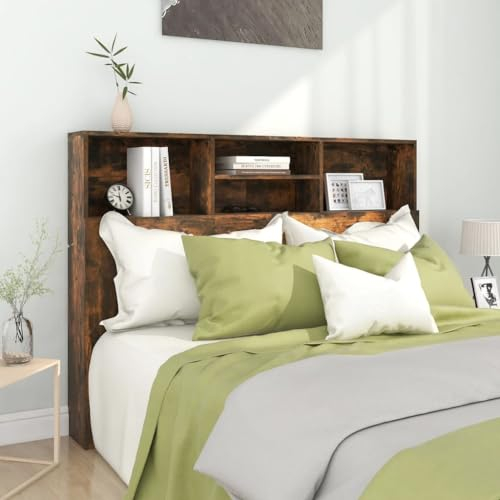 DYRJDJWIDHW kopfteil Bett 180,headboard,Bett kopfteil gepolstert,Kopfteil mit Ablagen Räuchereiche 140x19x103,5 cmbettkopfteil,kopfteil Bett 200 cm breit,