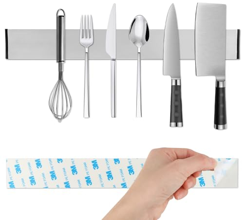 VFANDV Porte Couteaux Aimanté, Porte Couteaux de Cuisine Magnétique avec Aimant Extra Fort, Aimant Couteau Mural en Acier Inoxydable, Aimant Couteau Mural pour Les Couteaux et Les Outils (30cm)