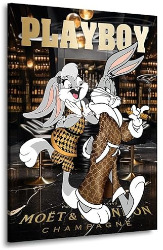 Kunstgestalten24 Leinwandbild Mr. Bunny Hase Pop Art Comic Wandbild Kunst Wanddeko