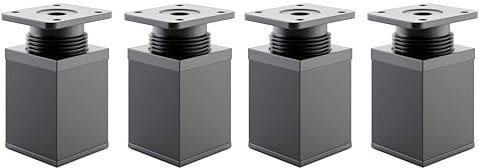 ATM® 4 Stück Möbelfüße Verstellbar | Schwarz matt, 60mm (+20mm) | Höhenverstellbar | für Kleiderschrank, Kommode, Sofa, Bett | Quadratische Möbelfüsse | Metall und Kunststoff | Profil: 40x40mm
