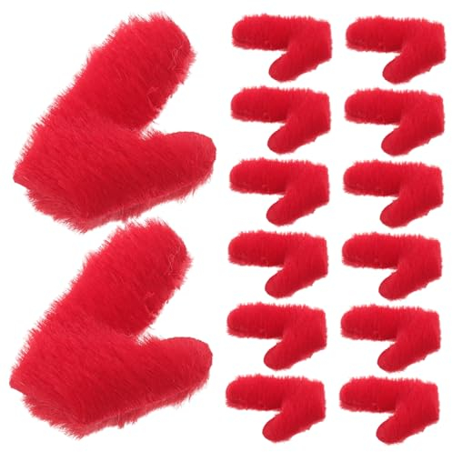 Tofficu 50 Stück Kleines Geweih Hirschgeweih Zum Basteln Plüsch-rentiergeweih DIY Kopfschmuck Aus Hirschhorn Stirnband-dekor DIY Frauen Tiara Damen Schuhe Und Hüte Rot Stoff Kleidung