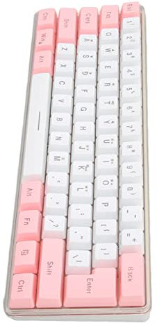 Vikye Clavier de Jeu, 61 Touches, 5 Modes, Lumières RVB, Clavier D'ordinateur, Séparation des Lignes de Touches, Clavier Filaire Mécanique, Touche FN Composite (Blanc Rose)