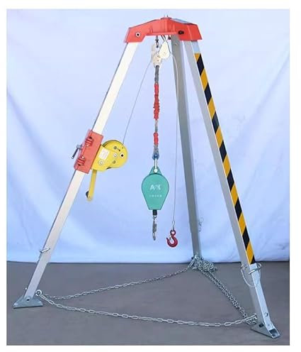 Feuerwehr-Rettungsstativ mit Absturzsicherung, 1200 lbs/ 1800 lbs/ 2600 lbs Windenhebe- und Rettungsausrüstung für Bohrlochkopfsilogruben, 7 Fuß skalierbare Beine und 98 Fuß Kabel (1800 lbs Winde)