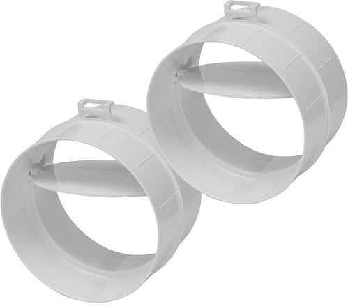 Vent Systems 100 mm / 4 Inch Backdraft Damper Stopper - Pack of 2 - Male Fit Dryer Vent Backflow with Shutter - ABS Plastic - One-Way Airflow Ducting Insert - Inline Fan Vent Deflector