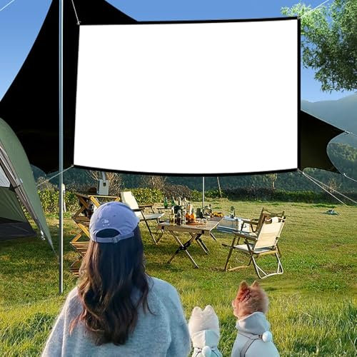 YCBTPS Pantalla Proyector 200 Pulgadas 16:9 HD,Pantalla De Proyector Blanca,Antiarrugas Plegable Pantalla De Proyección para Cine En Casa, Patio, Viajes(200in(16:9))