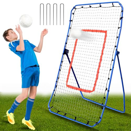 Verstellbares Volleyball-Rebounder-Netz (2,1 x 1,2 m) – Vielseitiges Trainingsgerät mit anpassbaren Winkeln zum Üben von Volleying, Stoßen und Spiking, langlebig, tragbar und inklusive Reisetasche,