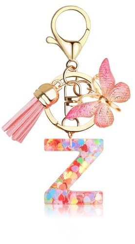 Porte - clés fille initiale personnalisé porte - clés avec lettre Rose porte - clés femme adolescent fille école enfants porte - clés cadeau Z