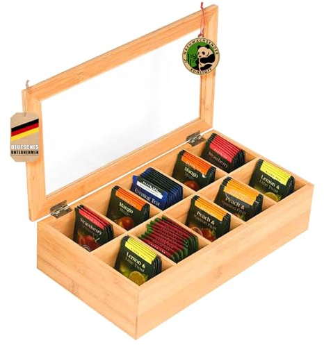 Floordirekt Teebox, Vorratsdosen Box mit Deckel, Tee Aufbewahrung, Organizer für Teebeutel, Teeboxen (10 Fächern (Florida))