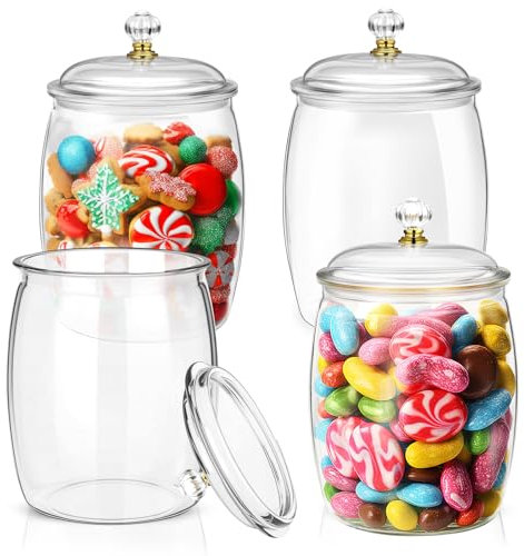 FALUCKYY 4PCS Large Storage Jars with Airtight Lids, 4×2.2L (8800ML) Food Canisters for Cookies, Sweets, Coffee, Tea, Sugar, Spices | BPA-Free, Sweet Jar,Laundry Storage Containers
