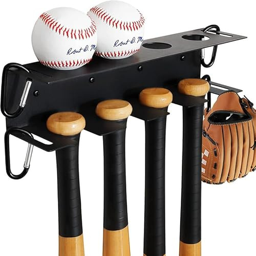 Baseball Schlägerhalter Wandmontage, Metall Aufbewahrungsregal, Schwarz | Metall, robust & langlebig, Wandmontage, für Schläger & Bälle, für Zuhause/Stadion